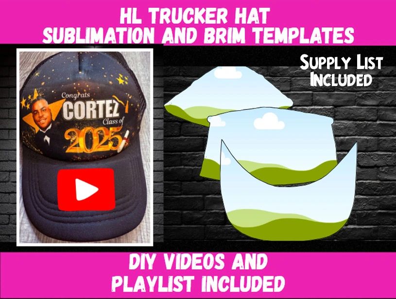 HL Trucker Hat and Brim Template for Sublimation PreRecorded Online
